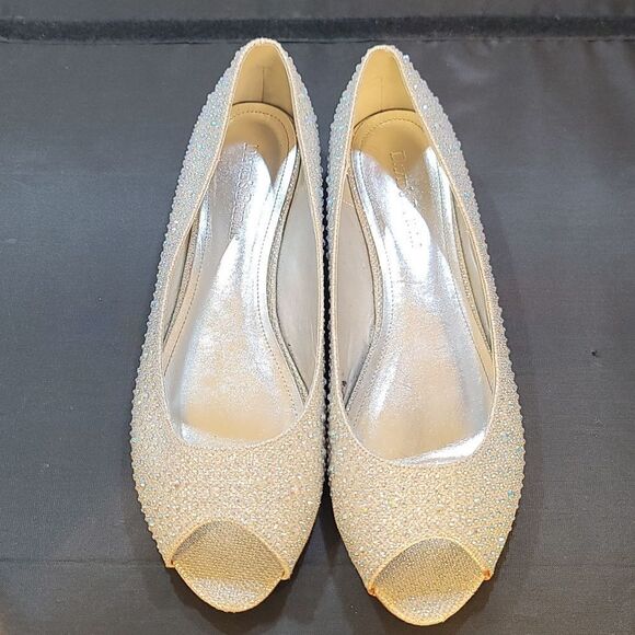 DAVID BRIDAL LOW WEDGE PEEP-TOES WITH CRYSTALS  WOMEN'S SHOE - Picture 3 of 16